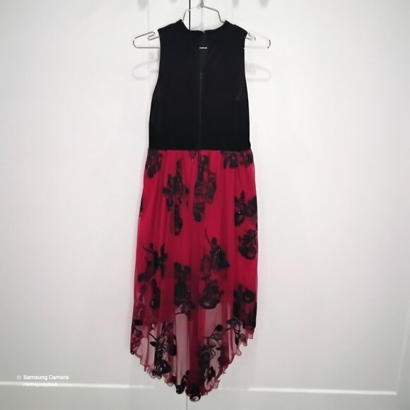 Speechless Sleeveless Velvet Sequined Tull Hi-Lo Formal Maxi Dress NWT 16 Girl - Picture 4 of 7